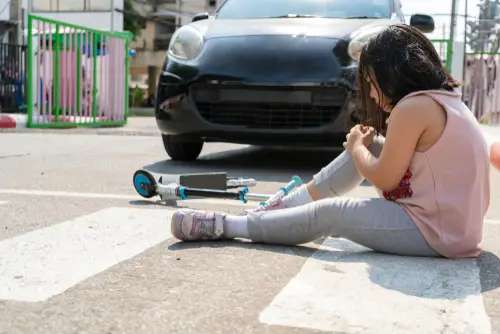 Little girl involved in a pedestrian accident.